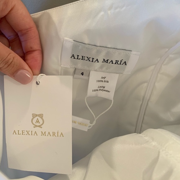 white silk one shoulder mini dress - Picture 7 of 7